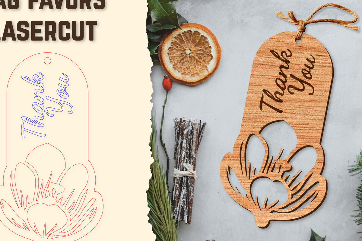 Σετ των 2 Intra απο ξύλο plywood  Χρώμα wenge 3mm-4mm πάχος - Floral Wood Tag Favors Lasercut Δίασταση 20x20 cm INTRAFABR-80970731