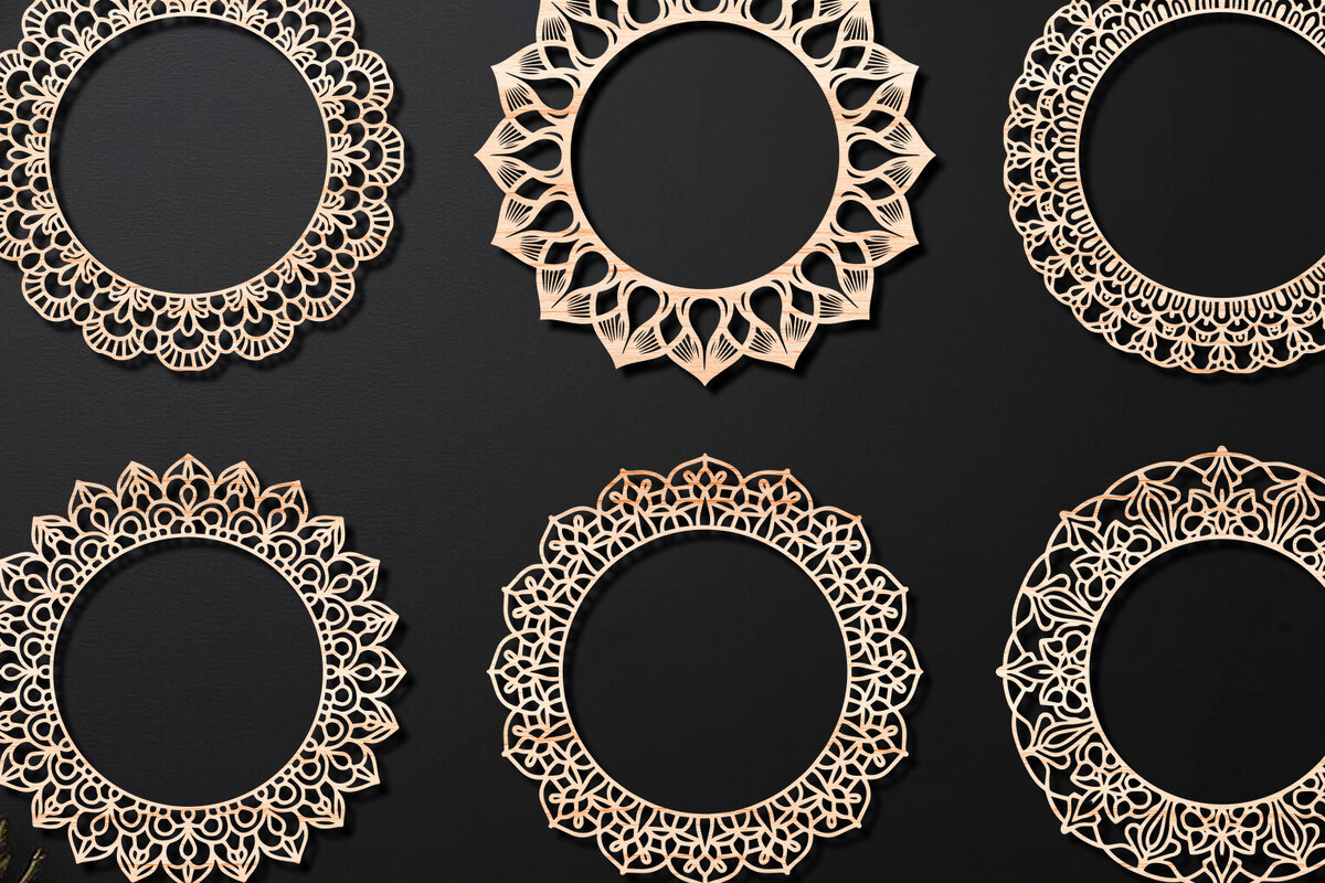 Σετ των 2 Intra απο ξύλο plywood  Χρώμα wenge 3mm-4mm πάχος - Πακέτο κοπής λουλουδιών στεφάνι με λέιζερ 05 Δίασταση 20x20 cm INTRAFABR-64955270