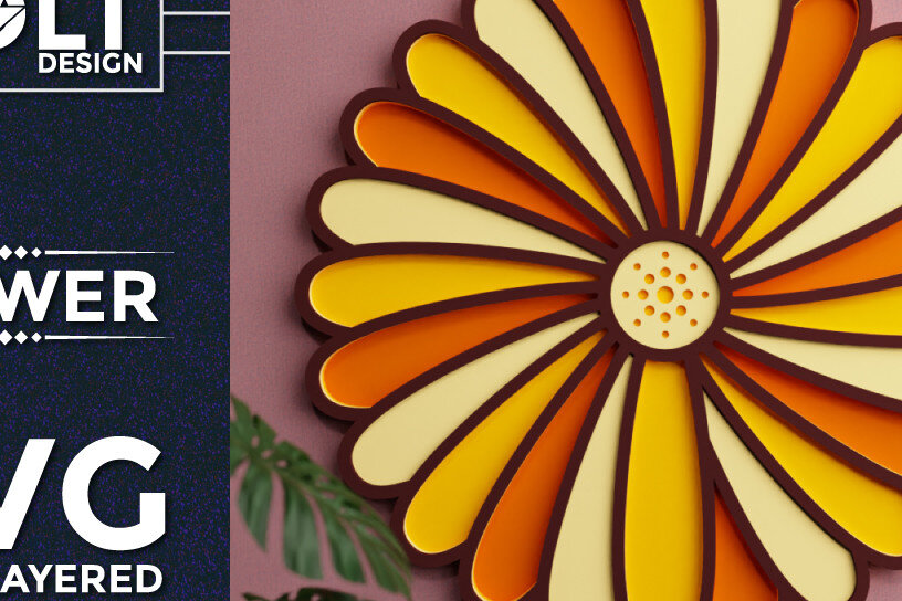 Intra απο ξύλο plywood  Χρώμα wenge 3mm-4mm πάχος - Flower 3d Multilayered Cut Files Δίασταση 40x50 cm INTRAFABR-69342623