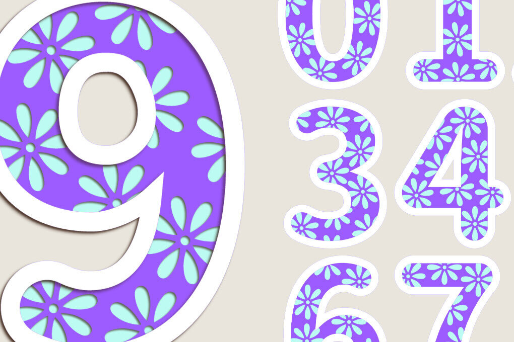 Σετ των 2 Intra απο ξύλο plywood  Χρώμα wenge 3mm-4mm πάχος - Flower Birthday Numbers, Cake Topper Δίασταση 20x20 cm INTRAFABR-115755806