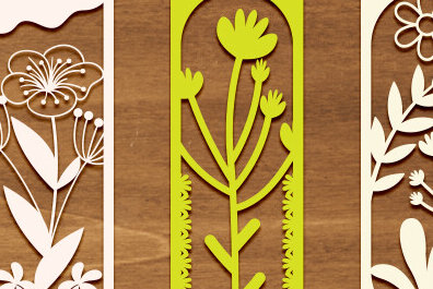 Σετ των 2 Intra απο ξύλο plywood  Χρώμα wenge 3mm-4mm πάχος - Σετ σελιδοδείκτης λουλουδιών Δίασταση 5x20 cm INTRAFABR-74743759