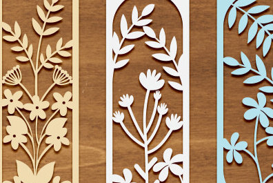 Σετ των 2 Intra απο ξύλο plywood  Χρώμα wenge 3mm-4mm πάχος - Σετ σελιδοδείκτης λουλουδιών Δίασταση 5x20 cm INTRAFABR-123327523