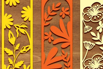 Σετ των 2 Intra απο ξύλο plywood  Χρώμα wenge 3mm-4mm πάχος - Σετ σελιδοδείκτης λουλουδιών Δίασταση 5x20 cm INTRAFABR-122962609