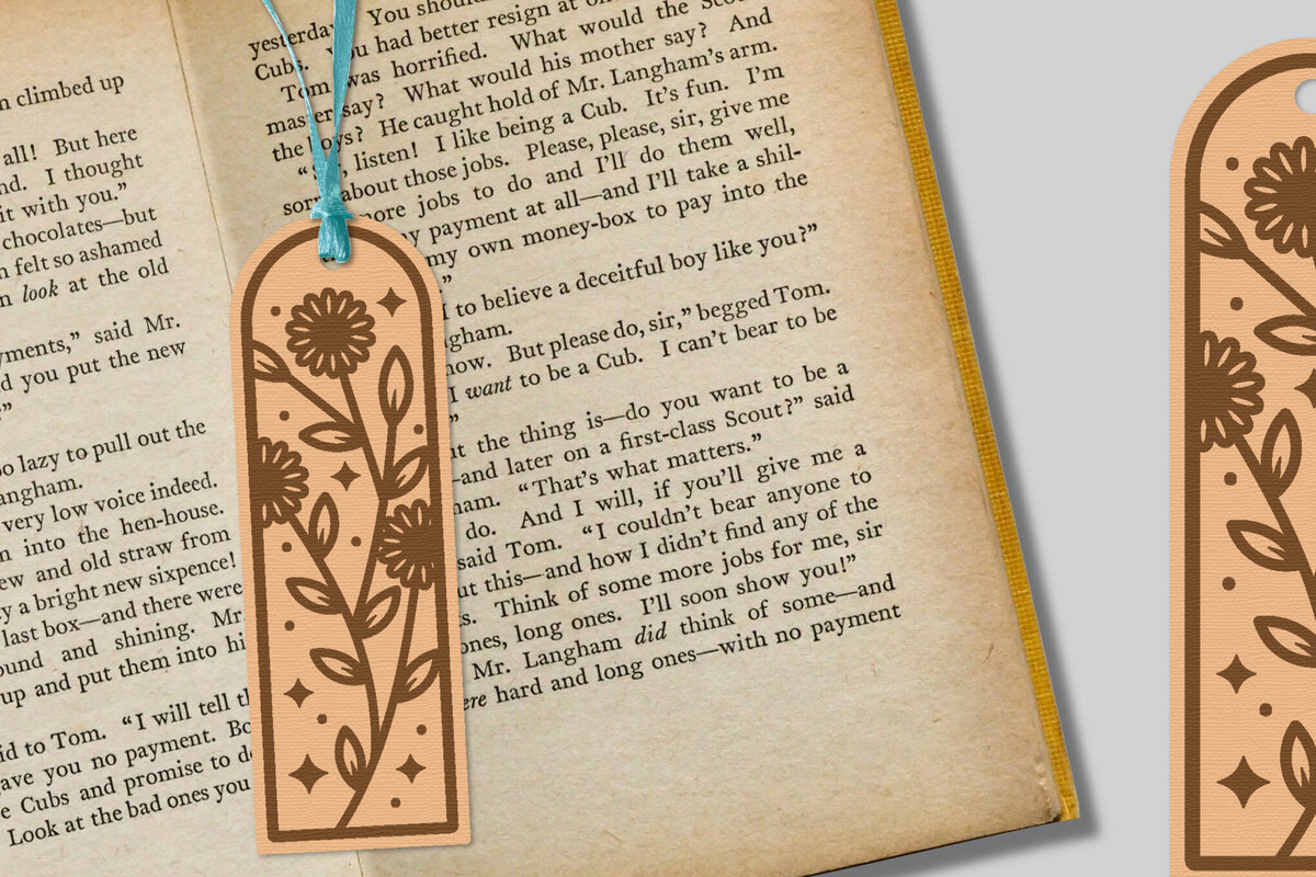 Σετ των 2 Intra απο ξύλο plywood  Χρώμα wenge 3mm-4mm πάχος - Λουλούδι σελιδοδείκτης Lasercut Δίασταση 5x20 cm INTRAFABR-122962615