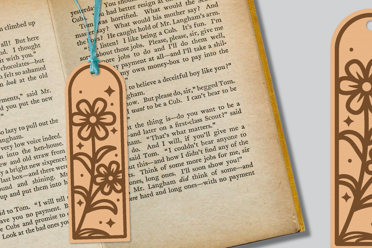 Σετ των 2 Intra απο ξύλο plywood  Χρώμα wenge 3mm-4mm πάχος - Λουλούδι σελιδοδείκτης Lasercut Δίασταση 5x20 cm INTRAFABR-122962618