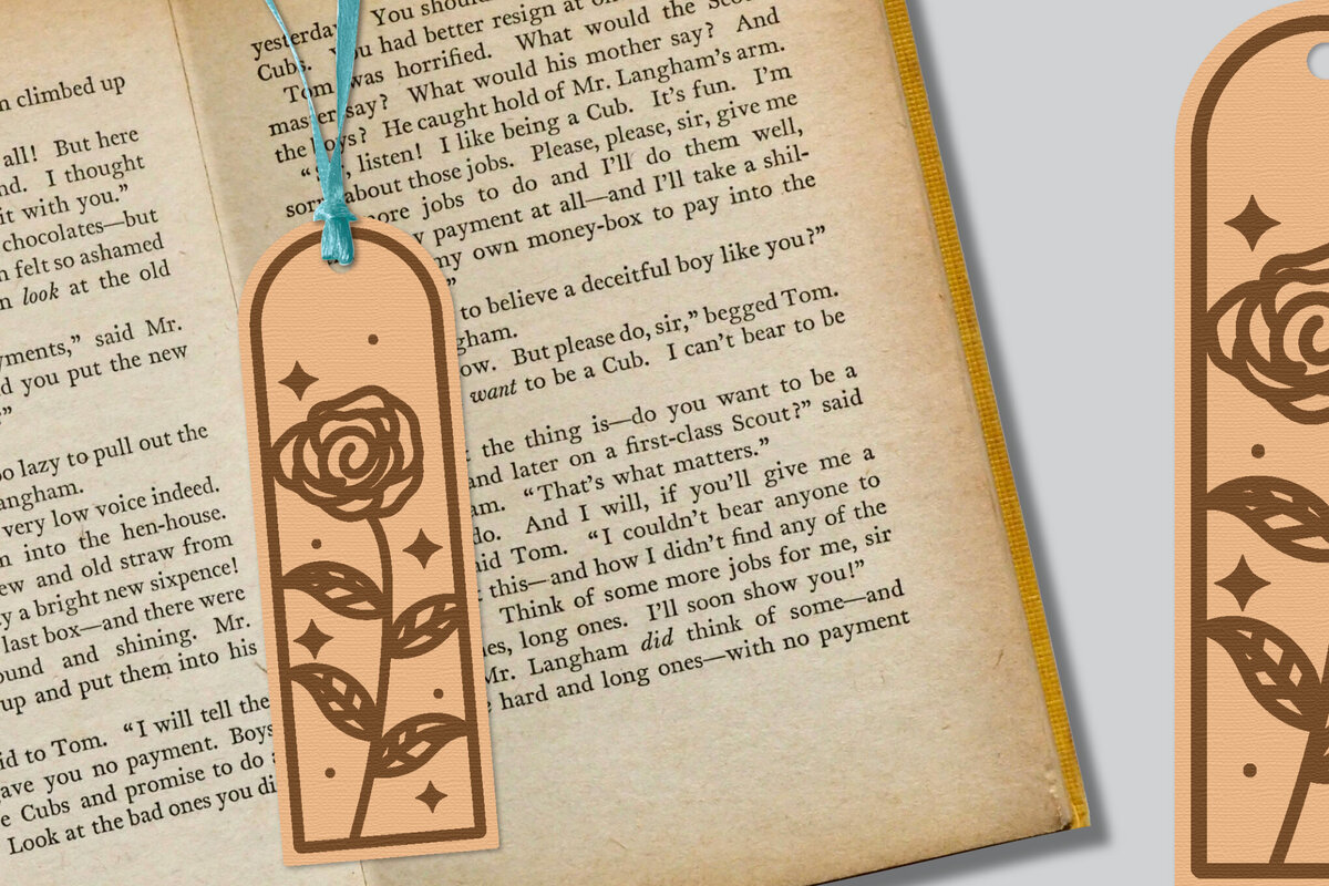 Σετ των 2 Intra απο ξύλο plywood  Χρώμα wenge 3mm-4mm πάχος - Λουλούδι σελιδοδείκτης Lasercut Δίασταση 5x20 cm INTRAFABR-123093345