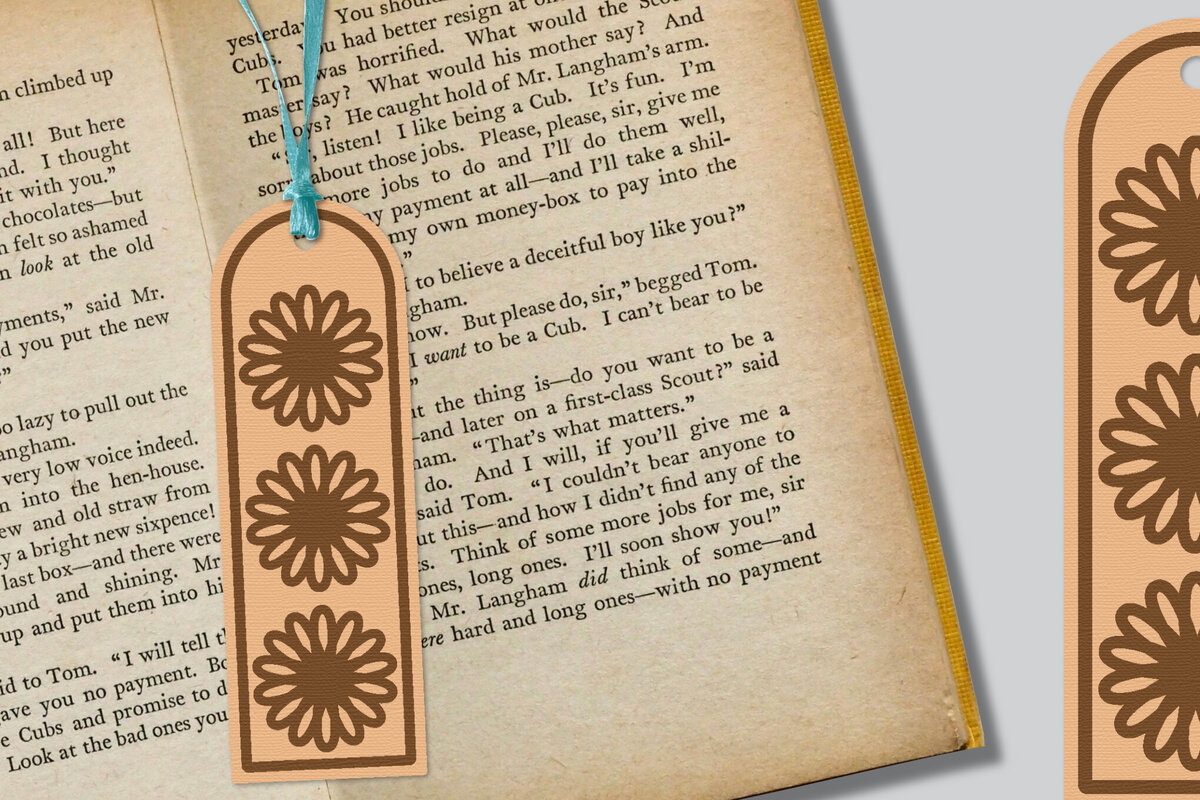 Σετ των 2 Intra απο ξύλο plywood  Χρώμα wenge 3mm-4mm πάχος - Λουλούδι σελιδοδείκτης Lasercut Δίασταση 5x20 cm INTRAFABR-123093350