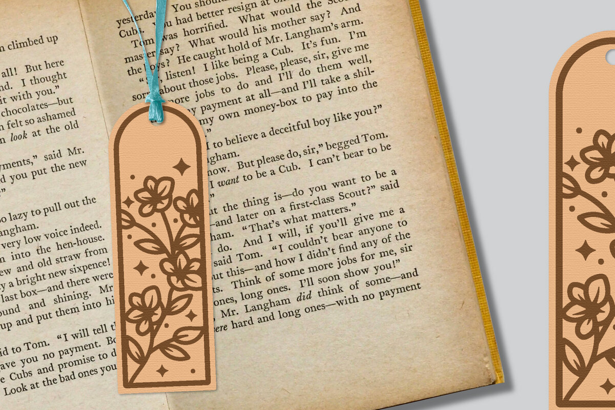 Σετ των 2 Intra απο ξύλο plywood  Χρώμα wenge 3mm-4mm πάχος - Λουλούδι σελιδοδείκτης Lasercut Δίασταση 5x20 cm INTRAFABR-123093410