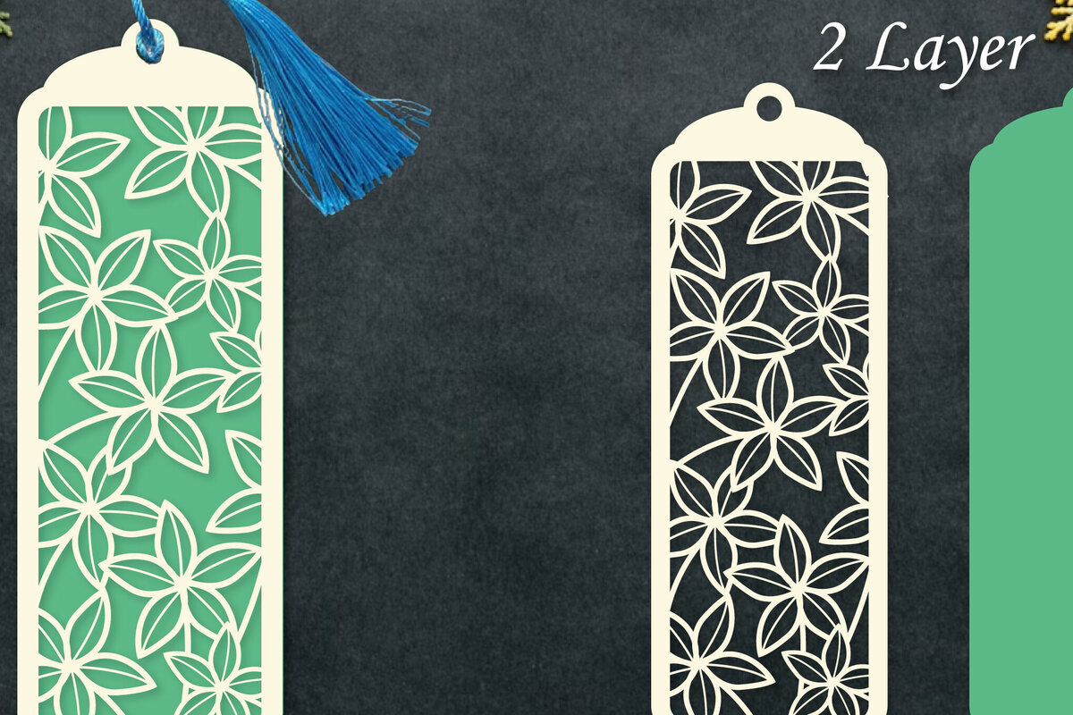 Σετ των 2 Intra απο ξύλο plywood  Χρώμα wenge 3mm-4mm πάχος - Χαρτόκοπο με σελιδοδείκτες λουλουδιών Δίασταση 5x20 cm INTRAFABR-123425548