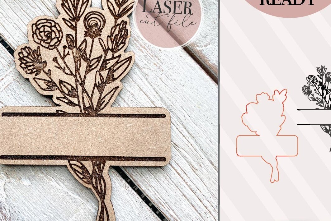 Σετ των 2 Intra απο ξύλο plywood  Χρώμα wenge 3mm-4mm πάχος - Πινακίδα ονόματος μπουκέτο λουλουδιών Δίασταση 6x6 cm INTRAFABR-120864636