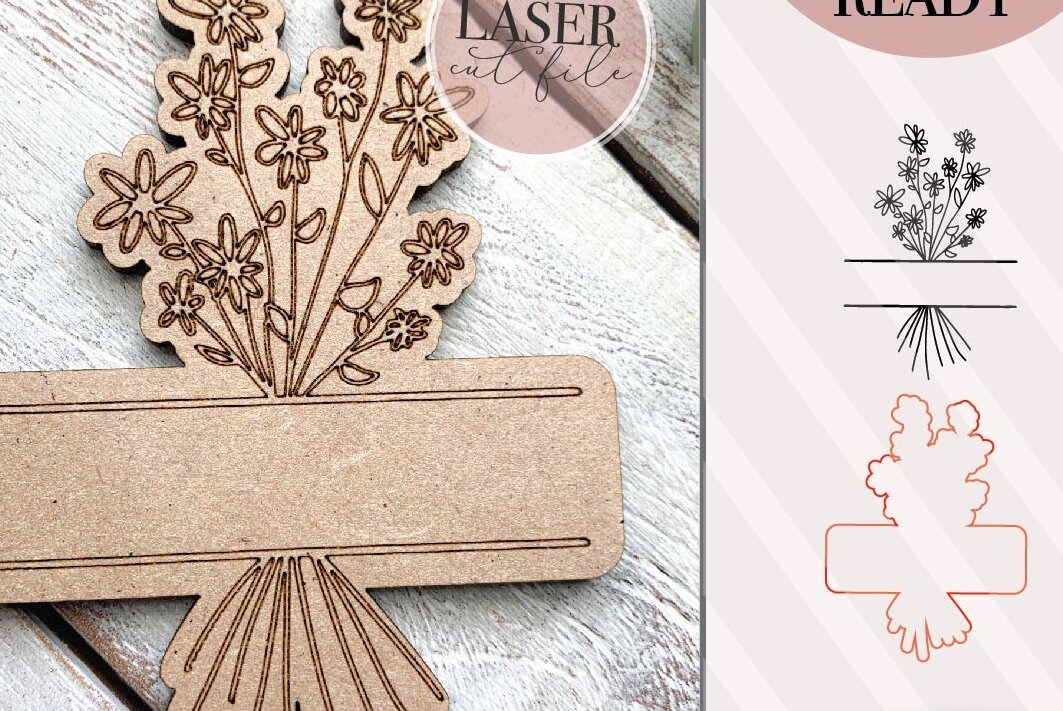 Σετ των 2 Intra απο ξύλο plywood  Χρώμα wenge 3mm-4mm πάχος - Πινακίδα ονόματος μπουκέτο λουλουδιών Δίασταση 6x6 cm INTRAFABR-119591970