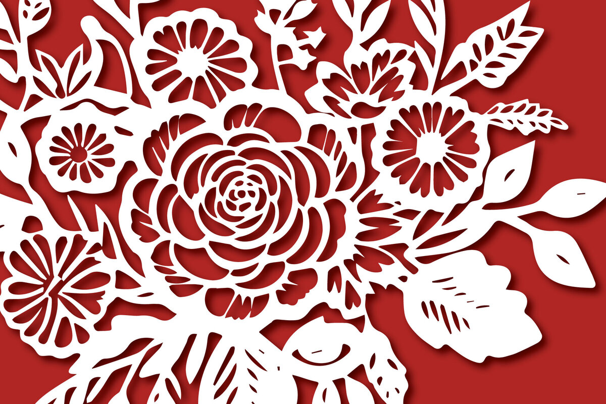 Intra απο ξύλο plywood  Χρώμα wenge 3mm-4mm πάχος - Μπουκέτο λουλουδιών Χαρτί κομμένο σχέδιο Δίασταση 30x20 cm INTRAFABR-119591927