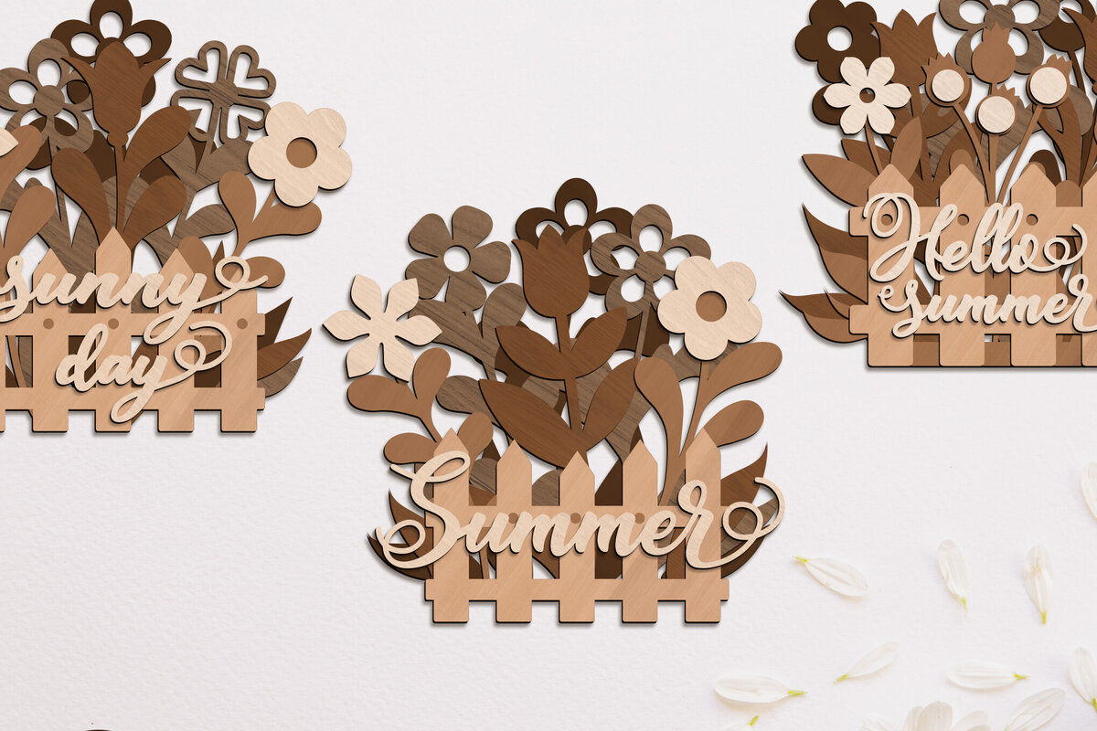 Σετ των 2 Intra απο ξύλο plywood  Χρώμα wenge 3mm-4mm πάχος - Πρότυπα διακοσμητικά καλάθια λουλουδιών Δίασταση 17x13 cm INTRAFABR-124955982