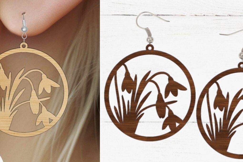 Σετ των 3 Intra απο ξύλο plywood  Χρώμα wenge 3mm-4mm πάχος - Σκουλαρίκι λουλουδιών κομμένο με λέιζερ, λουλούδι Δίασταση 3x3 cm INTRAFABR-26213144