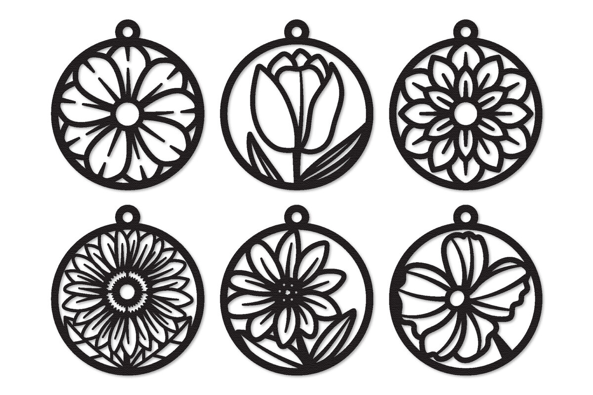 Σετ των 3 Intra απο ξύλο plywood  Χρώμα wenge 3mm-4mm πάχος - Σκουλαρίκι λουλούδι Κόψιμο με λέιζερ Δίασταση 3x3 cm INTRAFABR-64955459