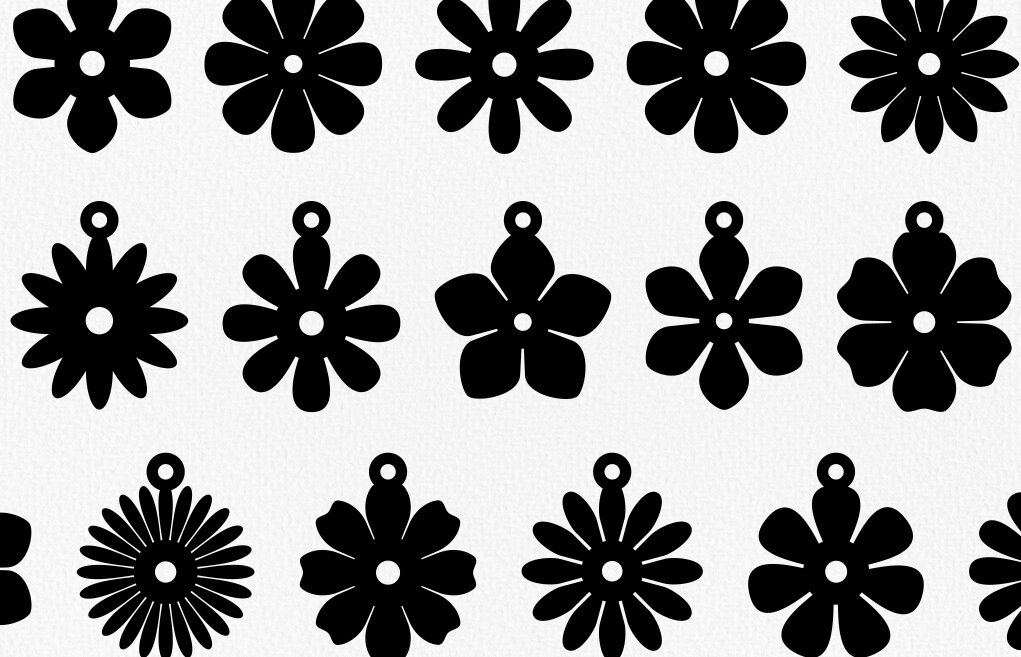 Σετ των 3 Intra απο ξύλο plywood  Χρώμα wenge 3mm-4mm πάχος - Πρότυπα σκουλαρικιών λουλουδιών Σκουλαρίκια Δίασταση 3x3 cm INTRAFABR-122866098