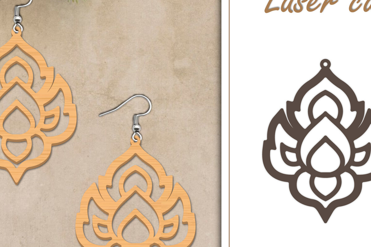 Σετ των 3 Intra απο ξύλο plywood  Χρώμα wenge 3mm-4mm πάχος - Σκουλαρίκια με λουλούδια Δίασταση 3x3 cm INTRAFABR-82919364