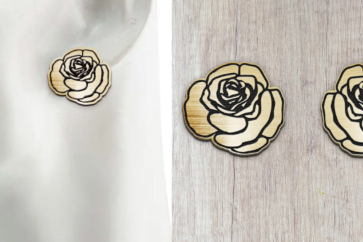 Σετ των 3 Intra απο ξύλο plywood  Χρώμα wenge 3mm-4mm πάχος - Σκουλαρίκια με λουλούδια . Σκουλαρίκια Boho Δίασταση 3x3 cm INTRAFABR-77037269