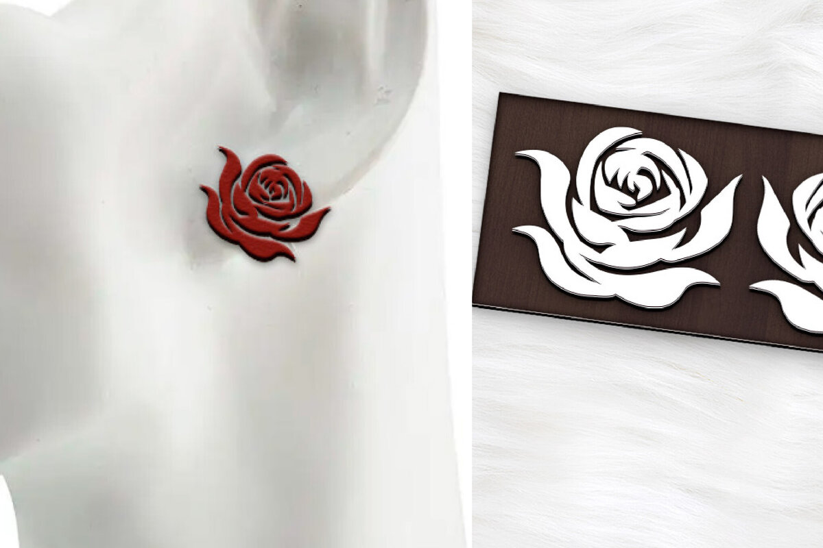 Σετ των 3 Intra απο ξύλο plywood  Χρώμα wenge 3mm-4mm πάχος - Σκουλαρίκια με λουλούδια . Σκουλαρίκια Boho Δίασταση 3x3 cm INTRAFABR-82348340