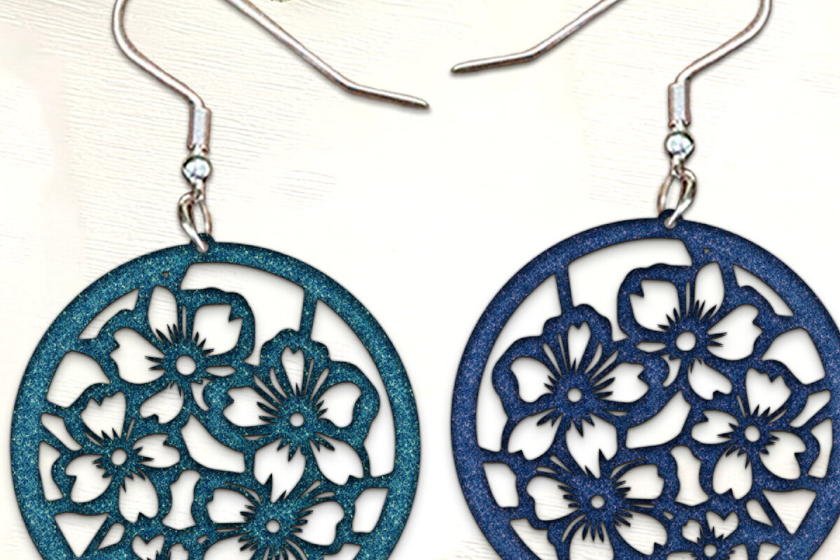 Σετ των 3 Intra απο ξύλο plywood  Χρώμα wenge 3mm-4mm πάχος - Σκουλαρίκια με λουλούδια . Σκουλαρίκια Boho Δίασταση 3x3 cm INTRAFABR-107489863