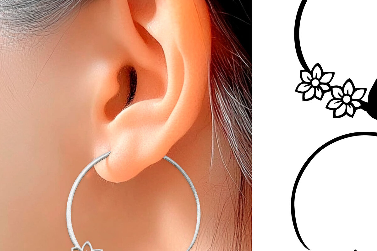 Σετ των 3 Intra απο ξύλο plywood  Χρώμα wenge 3mm-4mm πάχος - Σκουλαρίκια με λουλούδια . Σκουλαρίκια Boho Δίασταση 3x3 cm INTRAFABR-107489737