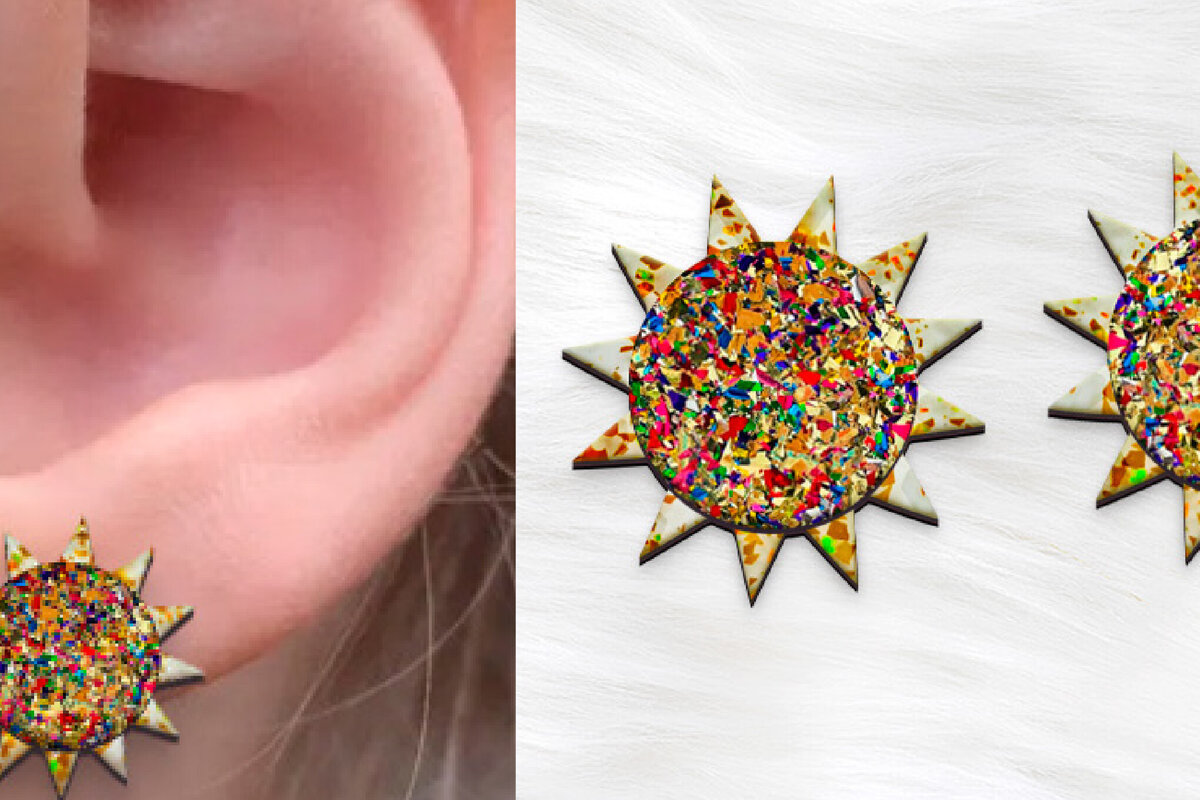 Σετ των 3 Intra απο ξύλο plywood  Χρώμα wenge 3mm-4mm πάχος - Σκουλαρίκια με λουλούδια . Σκουλαρίκια Boho Δίασταση 3x3 cm INTRAFABR-25883368