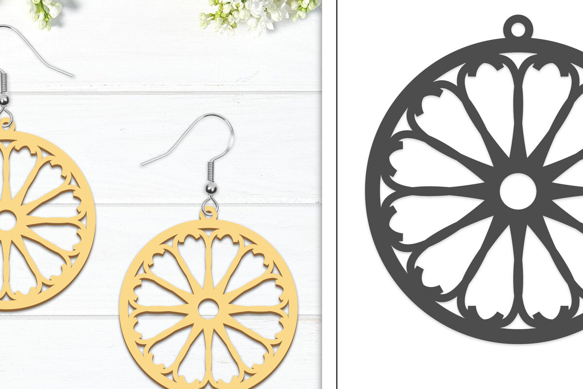 Σετ των 3 Intra απο ξύλο plywood  Χρώμα wenge 3mm-4mm πάχος - Σκουλαρίκια λουλουδιών | Σκουλαρίκια Δίασταση 3x3 cm INTRAFABR-61811082