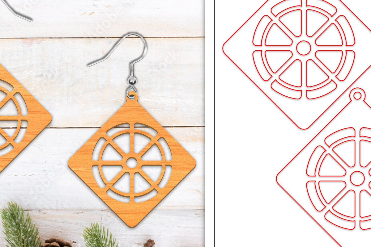 Σετ των 3 Intra απο ξύλο plywood  Χρώμα wenge 3mm-4mm πάχος - Σκουλαρίκια λουλουδιών | Σκουλαρίκια Δίασταση 3x3 cm INTRAFABR-100484934