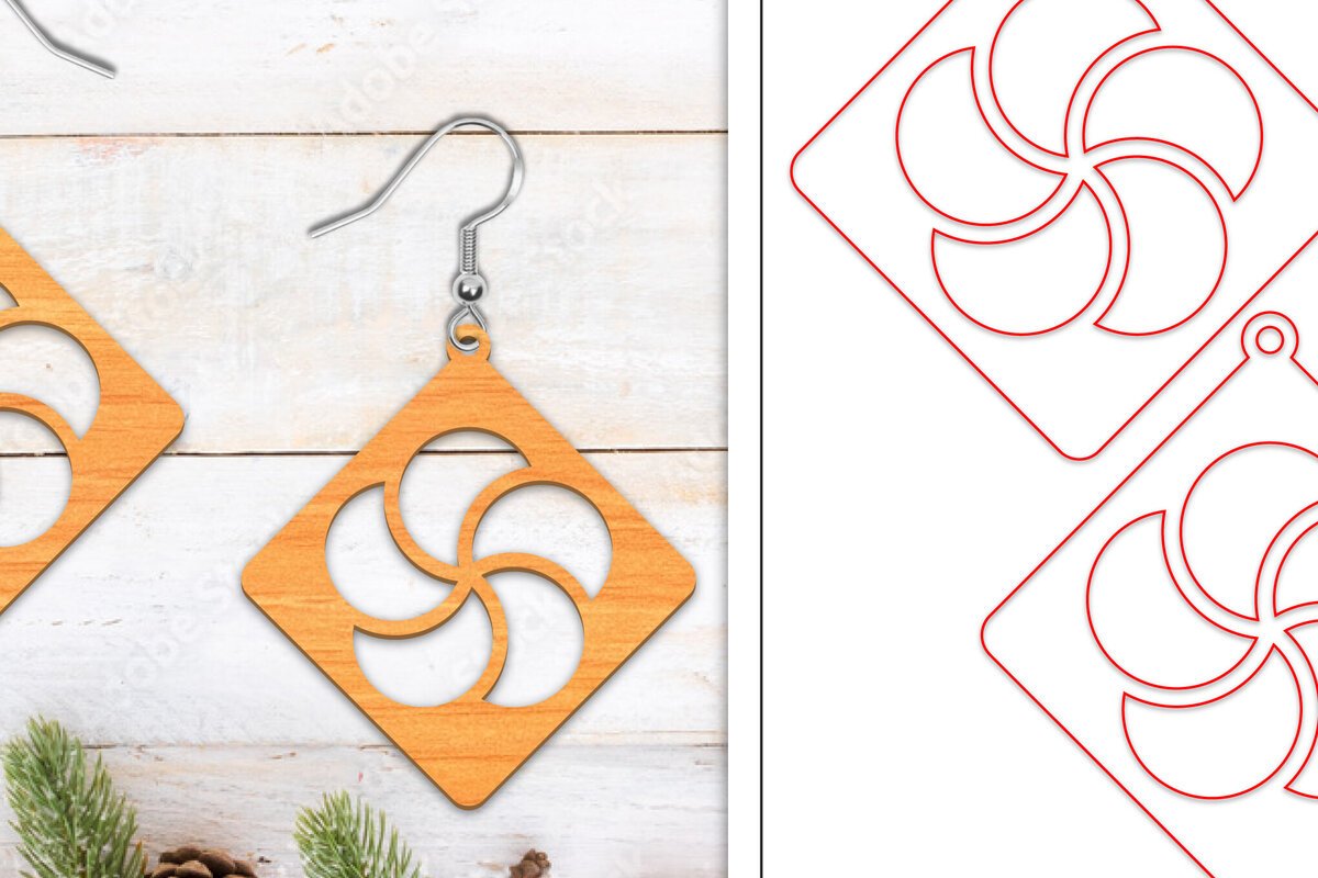 Σετ των 3 Intra απο ξύλο plywood  Χρώμα wenge 3mm-4mm πάχος - Σκουλαρίκια λουλουδιών | Σκουλαρίκια Δίασταση 3x3 cm INTRAFABR-100485617