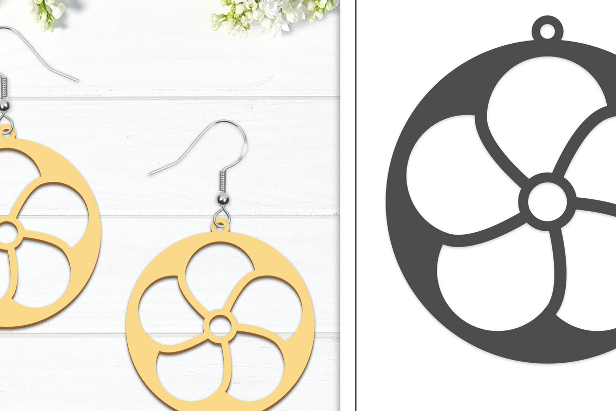 Σετ των 3 Intra απο ξύλο plywood  Χρώμα wenge 3mm-4mm πάχος - Σκουλαρίκια λουλουδιών | Σκουλαρίκια Δίασταση 3x3 cm INTRAFABR-102677659