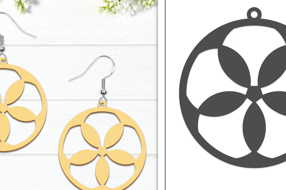 Σετ των 3 Intra απο ξύλο plywood  Χρώμα wenge 3mm-4mm πάχος - Σκουλαρίκια λουλουδιών | Σκουλαρίκια Δίασταση 3x3 cm INTRAFABR-102677691