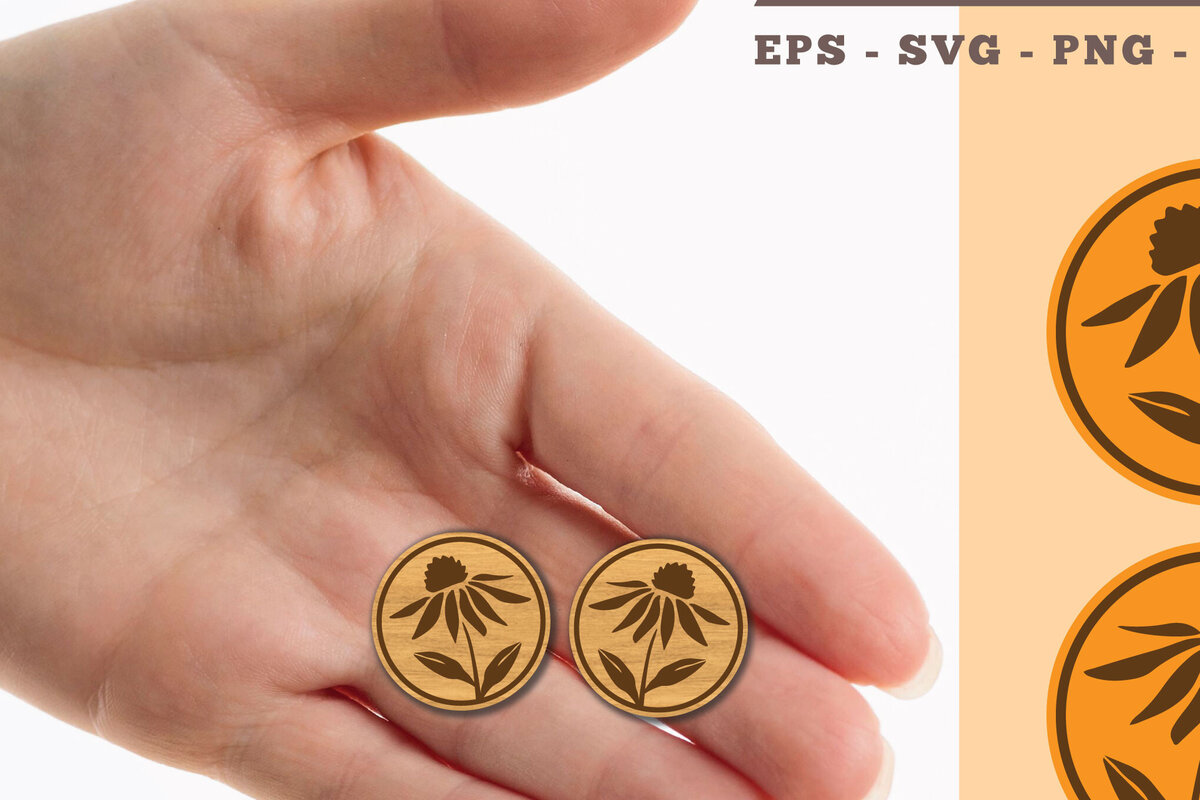 Σετ των 3 Intra απο ξύλο plywood  Χρώμα wenge 3mm-4mm πάχος - Σκουλαρίκια λουλουδιών κοπής με λέιζερ 1 Δίασταση 3x3 cm INTRAFABR-103836146