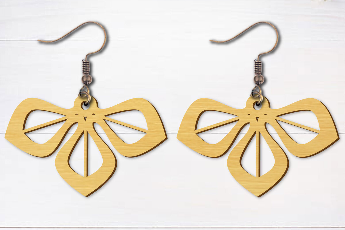 Σετ των 3 Intra απο ξύλο plywood  Χρώμα wenge 3mm-4mm πάχος - Σκουλαρίκια λουλουδιών κομμένα με λέιζερ Δίασταση 3x3 cm INTRAFABR-104263763