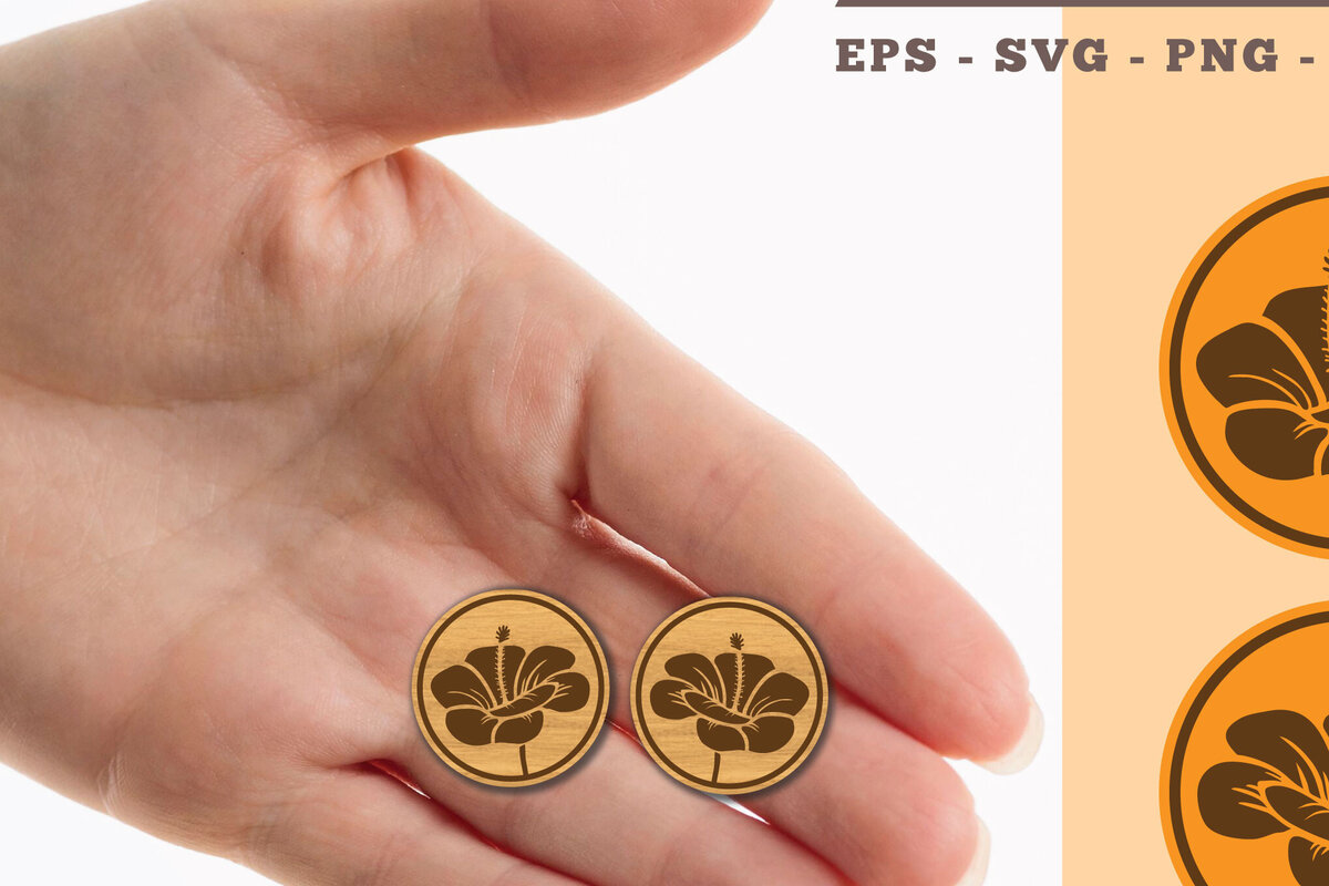 Σετ των 3 Intra απο ξύλο plywood  Χρώμα wenge 3mm-4mm πάχος - Σκουλαρίκια λουλουδιών κοπής λέιζερ 2 Δίασταση 3x3 cm INTRAFABR-104264056