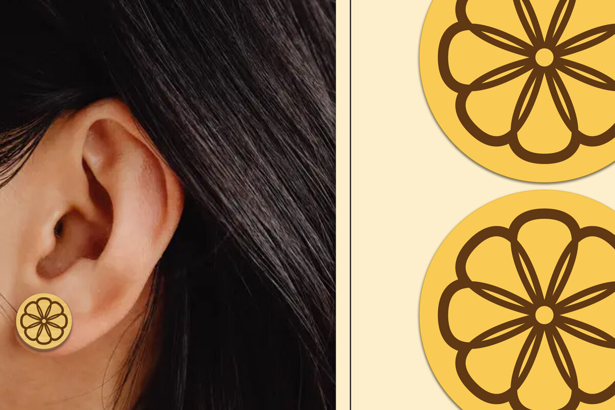 Σετ των 3 Intra απο ξύλο plywood  Χρώμα wenge 3mm-4mm πάχος - Σκουλαρίκια λουλουδιών Μαγνήτης κοπής με λέιζερ Δίασταση 3x3 cm INTRAFABR-104396967