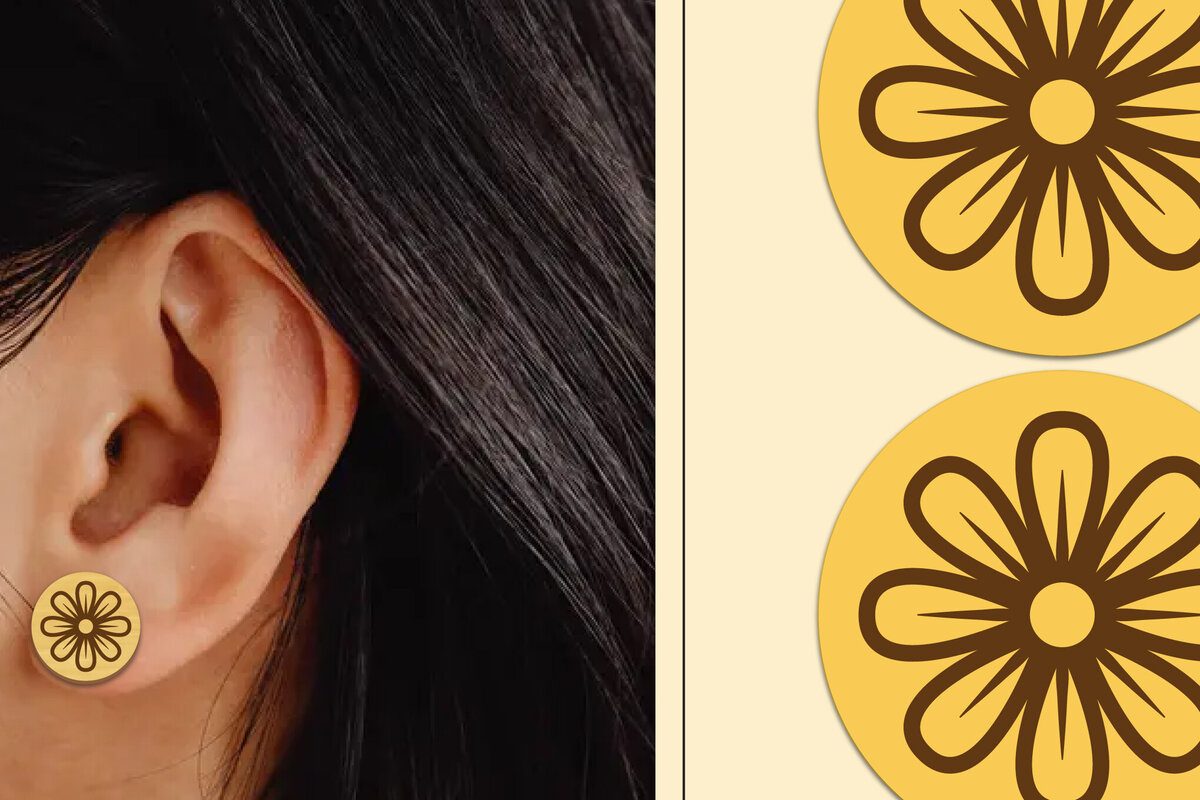 Σετ των 3 Intra απο ξύλο plywood  Χρώμα wenge 3mm-4mm πάχος - Σκουλαρίκια λουλουδιών Μαγνήτης κοπής με λέιζερ Δίασταση 3x3 cm INTRAFABR-103321930