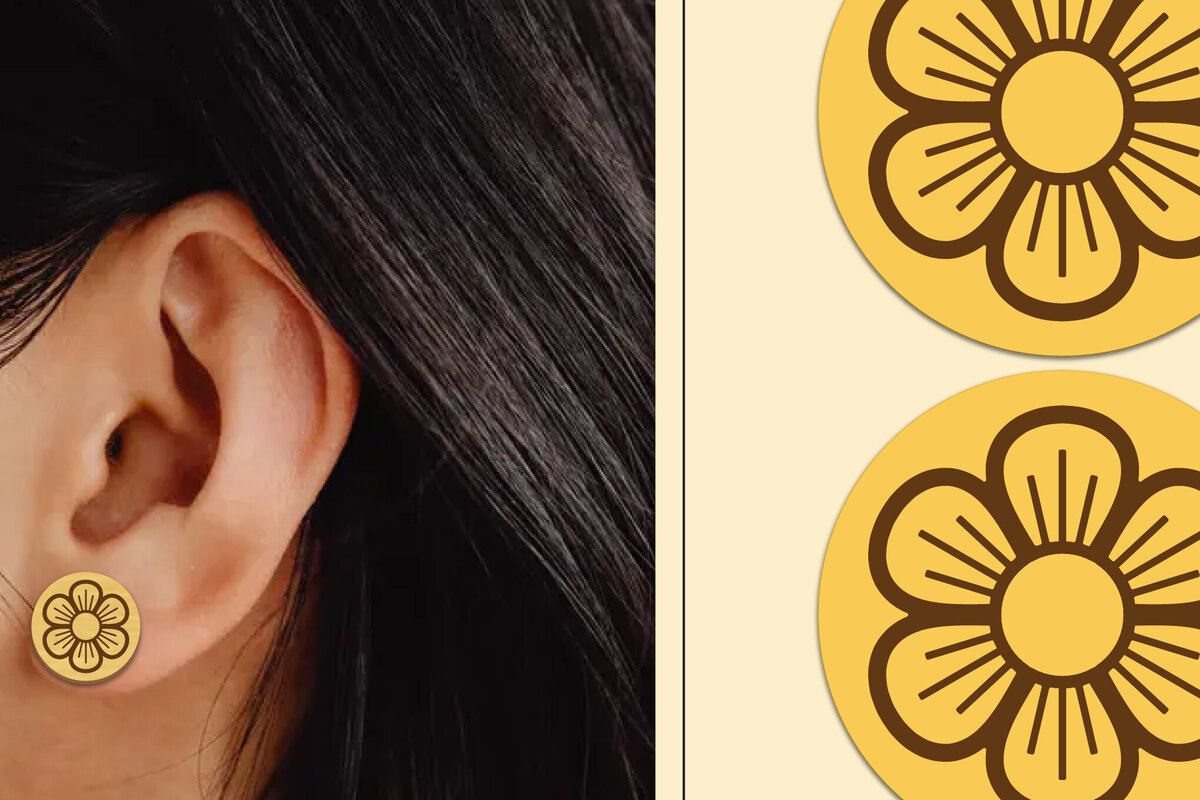 Σετ των 3 Intra απο ξύλο plywood  Χρώμα wenge 3mm-4mm πάχος - Σκουλαρίκια λουλουδιών Μαγνήτης κοπής με λέιζερ Δίασταση 3x3 cm INTRAFABR-104397001