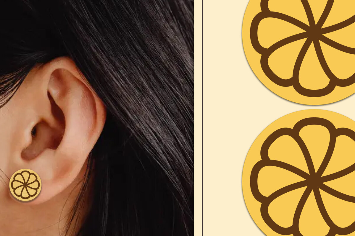 Σετ των 3 Intra απο ξύλο plywood  Χρώμα wenge 3mm-4mm πάχος - Σκουλαρίκια λουλουδιών Μαγνήτης κοπής με λέιζερ Δίασταση 3x3 cm INTRAFABR-103322147