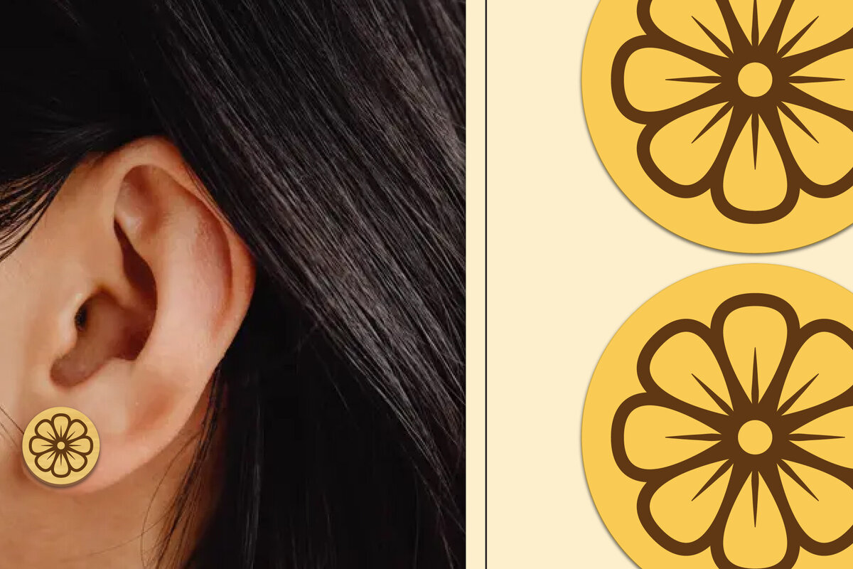 Σετ των 3 Intra απο ξύλο plywood  Χρώμα wenge 3mm-4mm πάχος - Σκουλαρίκια λουλουδιών Μαγνήτης κοπής με λέιζερ Δίασταση 3x3 cm INTRAFABR-103321321