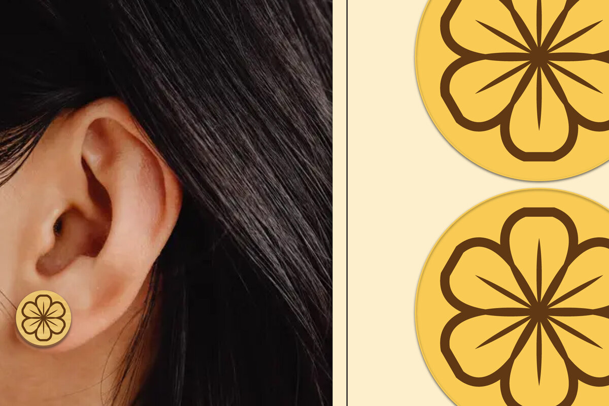 Σετ των 3 Intra απο ξύλο plywood  Χρώμα wenge 3mm-4mm πάχος - Σκουλαρίκια λουλουδιών Μαγνήτης κοπής με λέιζερ Δίασταση 3x3 cm INTRAFABR-103396449