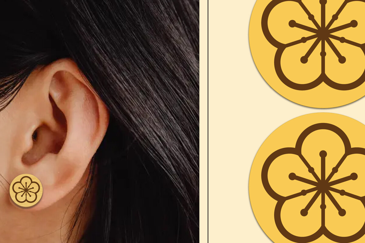 Σετ των 3 Intra απο ξύλο plywood  Χρώμα wenge 3mm-4mm πάχος - Σκουλαρίκια λουλουδιών Μαγνήτης κοπής με λέιζερ Δίασταση 3x3 cm INTRAFABR-103396596