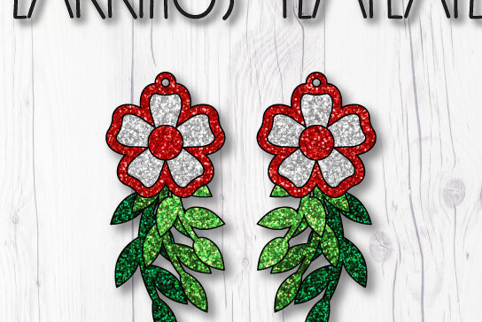 Σετ των 3 Intra απο ξύλο plywood  Χρώμα wenge 3mm-4mm πάχος - Πρότυπο σκουλαρίκια λουλουδιών Δίασταση 3x3 cm INTRAFABR-103397029