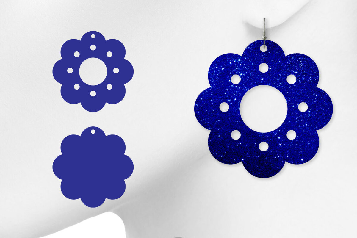 Σετ των 3 Intra απο ξύλο plywood  Χρώμα wenge 3mm-4mm πάχος - Σκουλαρίκια λουλουδιών Δίασταση 3x3 cm INTRAFABR-103397083