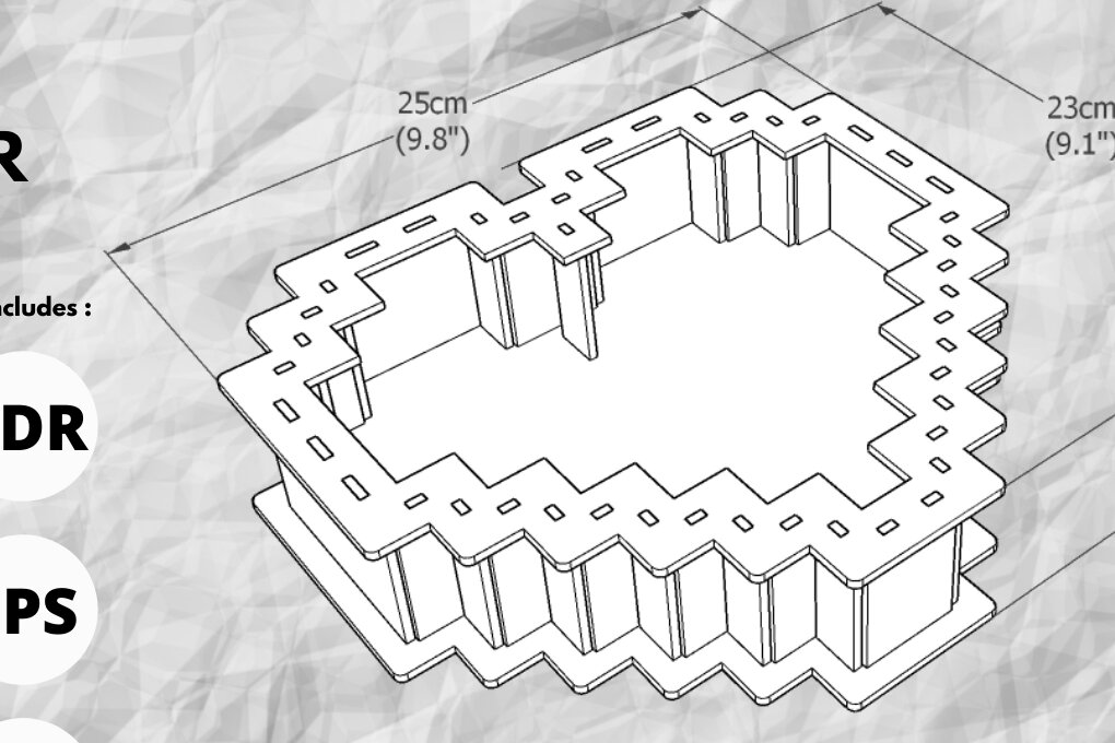 Σετ των 2 Intra απο ξύλο plywood  Χρώμα wenge 3mm-4mm πάχος - Flower Gift Box, Files Δίασταση 15x15 cm INTRAFABR-103397684
