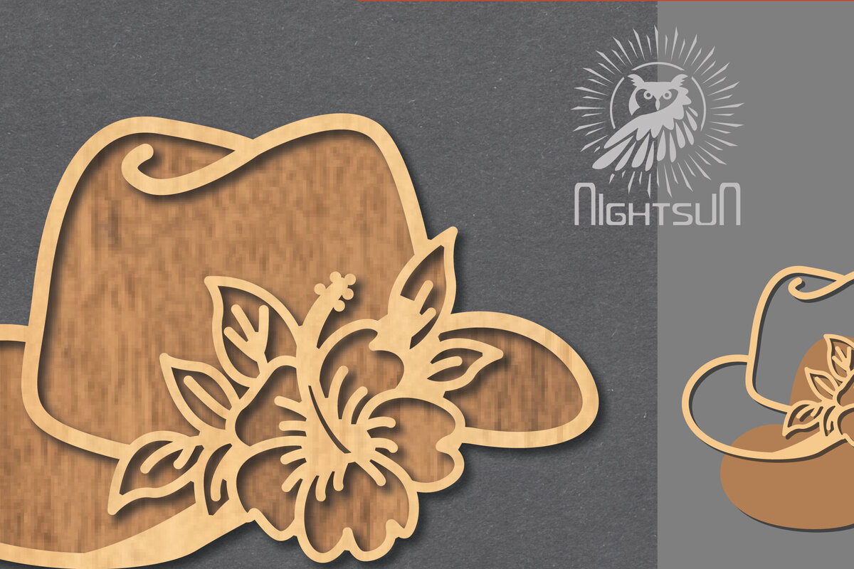 Σετ των 2 Intra απο ξύλο plywood  Χρώμα wenge 3mm-4mm πάχος - Διακόσμηση με κομμένο λέιζερ καπέλο λουλουδιών 5 Δίασταση 20x20 cm INTRAFABR-103844091