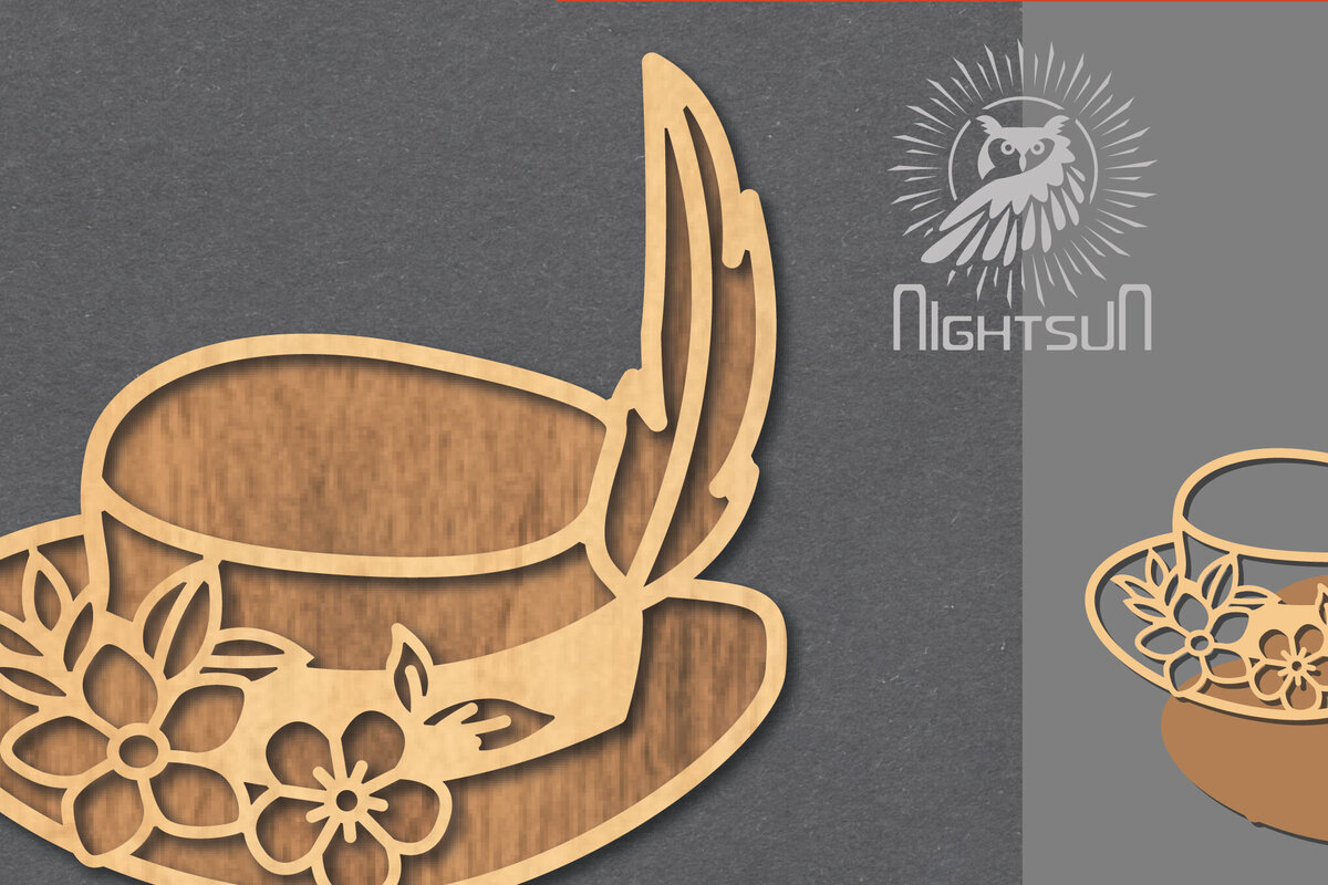 Σετ των 2 Intra απο ξύλο plywood  Χρώμα wenge 3mm-4mm πάχος - Διακόσμηση με κομμένο λέιζερ καπέλο λουλουδιών 6 Δίασταση 20x20 cm INTRAFABR-103843445