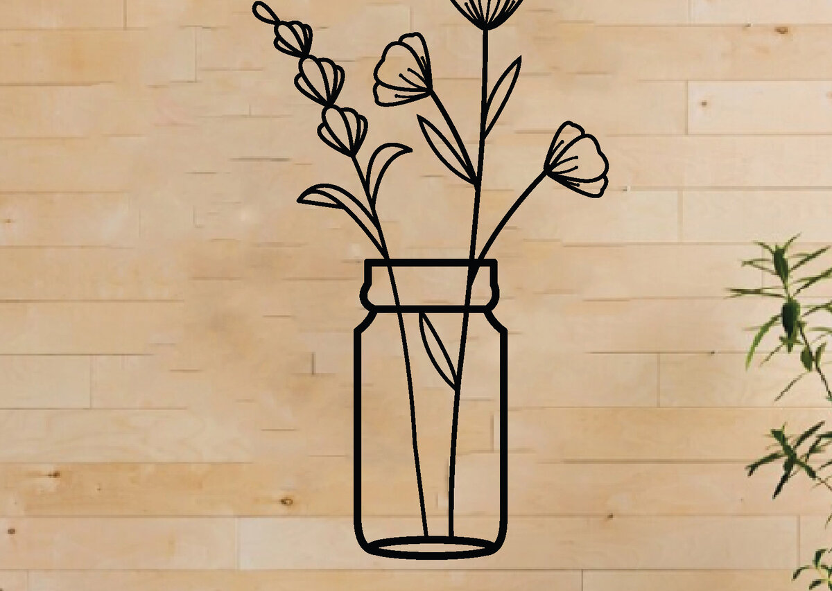 Intra απο ξύλο plywood  Χρώμα wenge 3mm-4mm πάχος - Λουλούδι σε βάζο διακόσμηση τοίχου, Laser Δίασταση 40x50 cm INTRAFABR-37387182