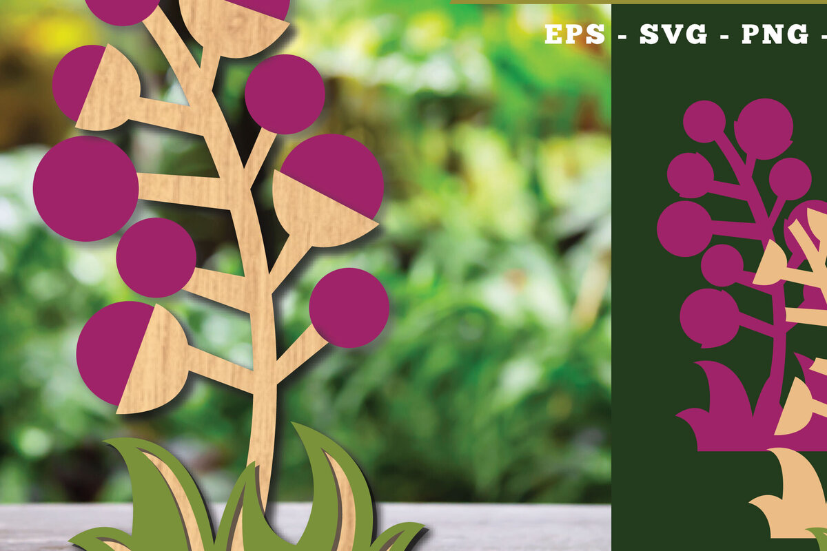 Σετ των 2 Intra απο ξύλο plywood  Χρώμα wenge 3mm-4mm πάχος - Διακόσμηση με κομμένα λέιζερ λουλουδιών 10 Δίασταση 20x20 cm INTRAFABR-104050089