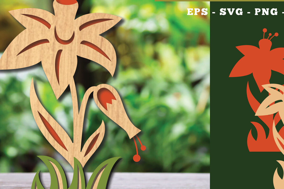 Σετ των 2 Intra απο ξύλο plywood  Χρώμα wenge 3mm-4mm πάχος - Διακόσμηση με κομμένα λέιζερ λουλουδιών 11 Δίασταση 20x20 cm INTRAFABR-104050118