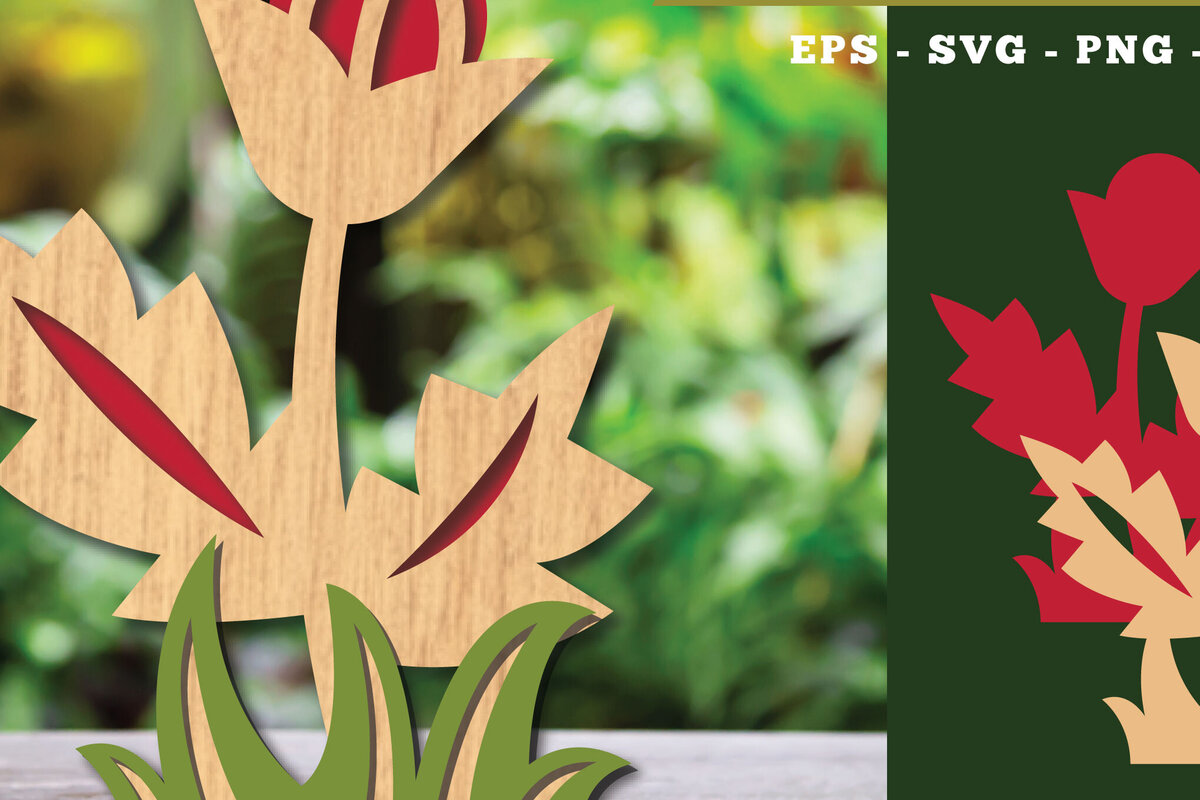 Σετ των 2 Intra απο ξύλο plywood  Χρώμα wenge 3mm-4mm πάχος - Διακόσμηση με κομμένα λέιζερ λουλουδιών 12 Δίασταση 20x20 cm INTRAFABR-104050153